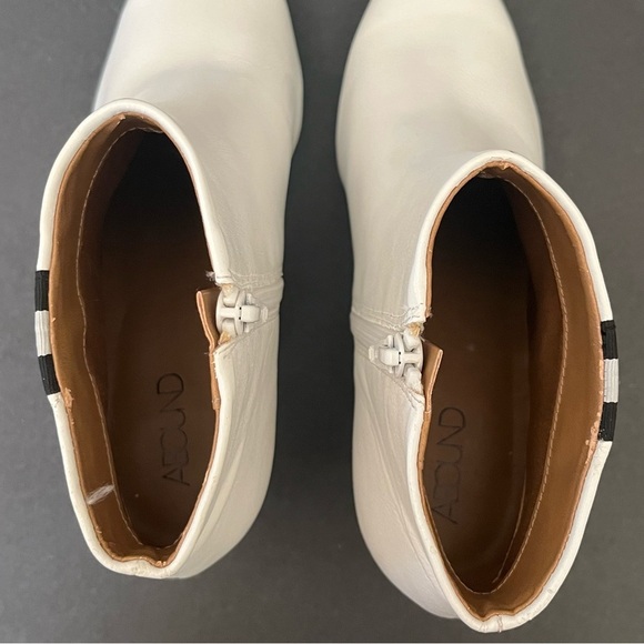Abound Women’s Kitten Heel Booties Size 5 White Black Grey Stripe Pointed Toe - Picture 11 of 14